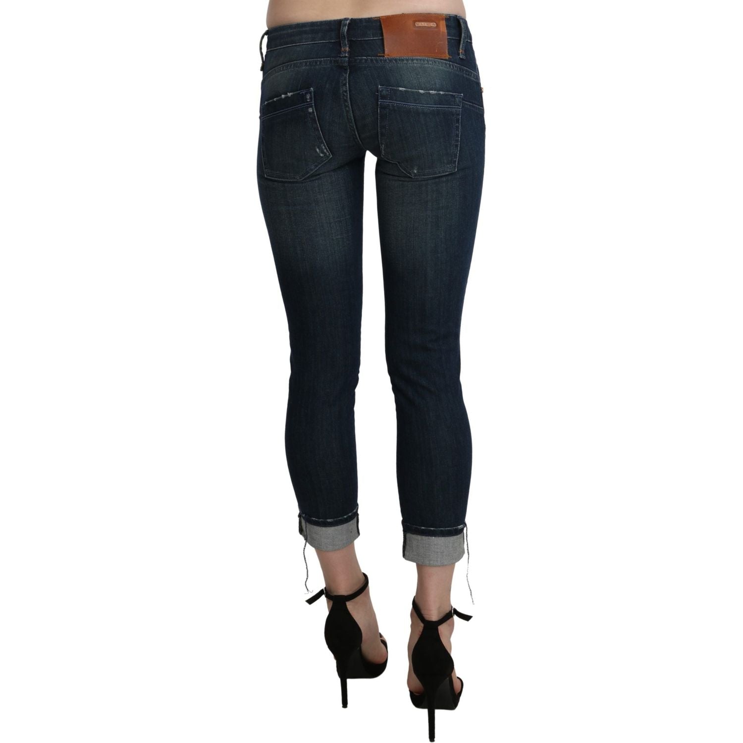 Acht Blue Washed Low Waist Skinny Cropped Denim pant