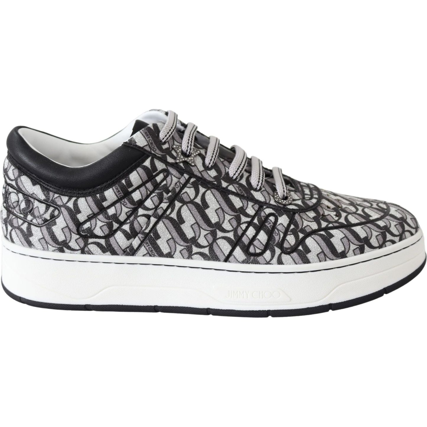 Jimmy Choo Glittering Slip-On Sneakers - Silver and Black 192954927004