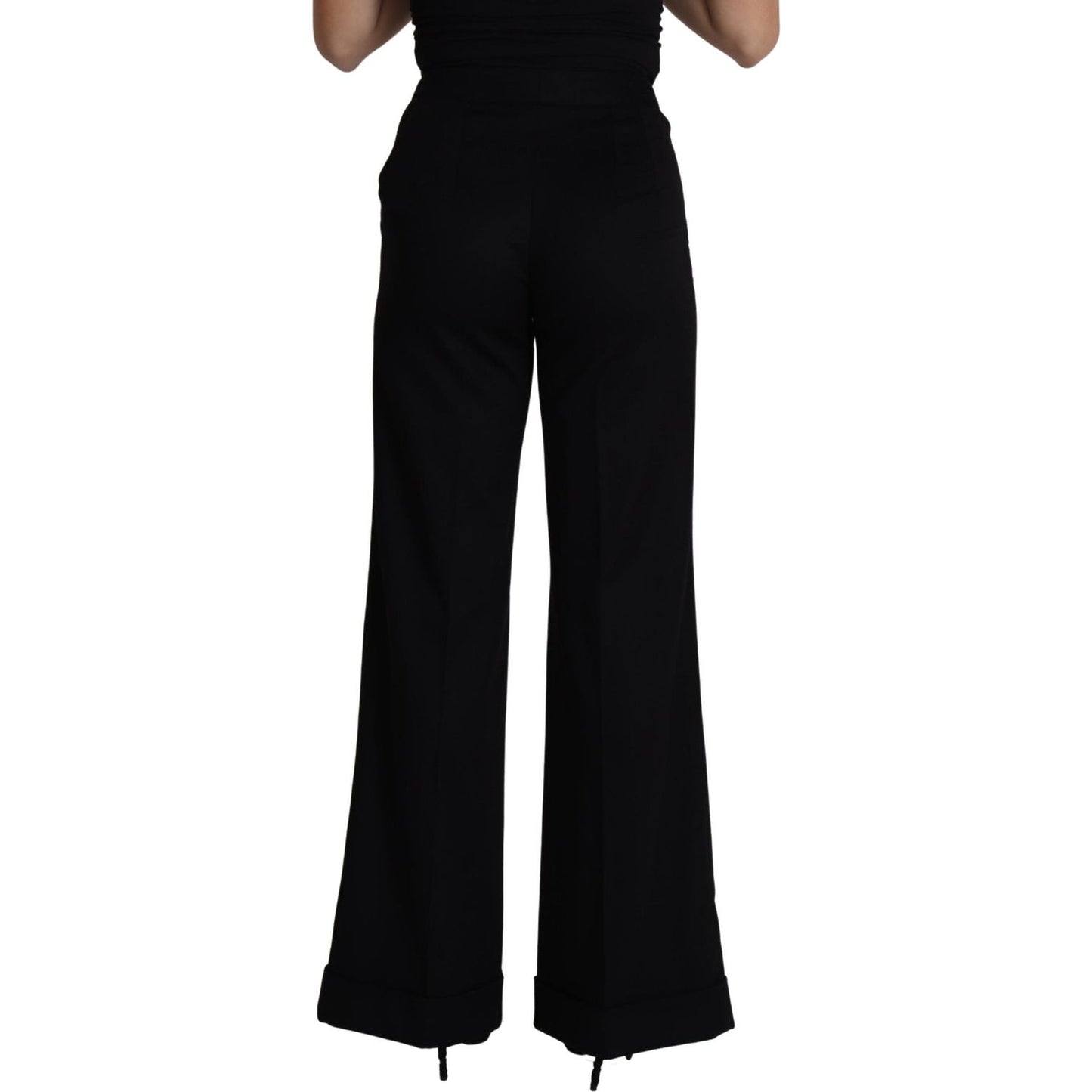 Dolce & Gabbana Black Cashmere Wide Leg Women Trouser Pants Jeans & Pants