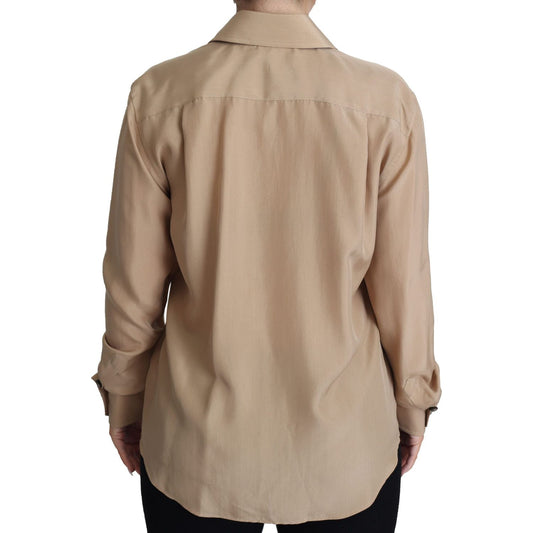 Dolce & Gabbana Beige Silk Shirt Decorative Buttons Top TSH5728-38