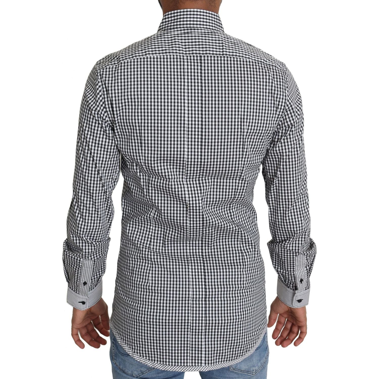 Dolce & Gabbana Black White Checkered Casual Shirt