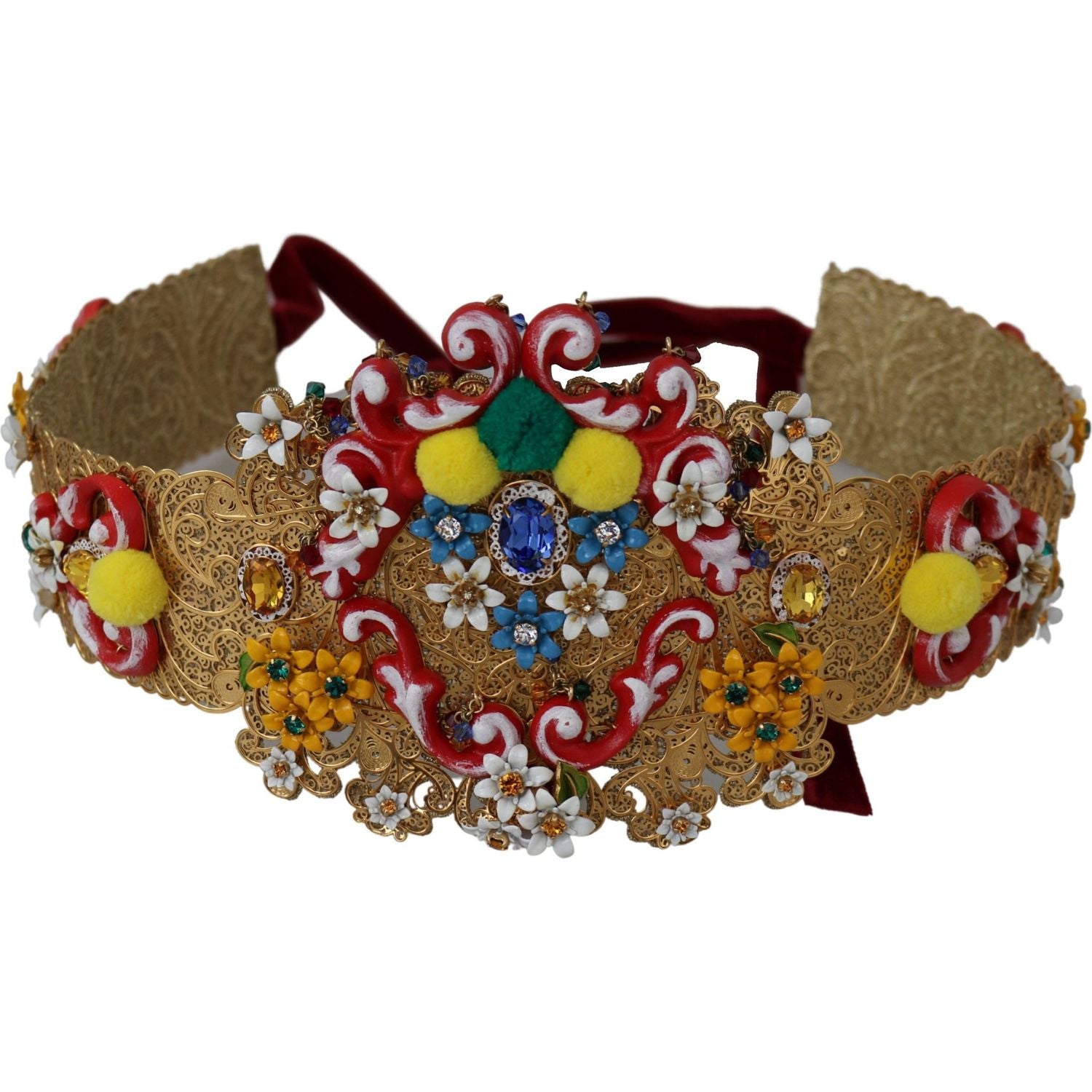 Dolce & Gabbana multicolor Embellished Floral Crystal Wide Waist Belt
