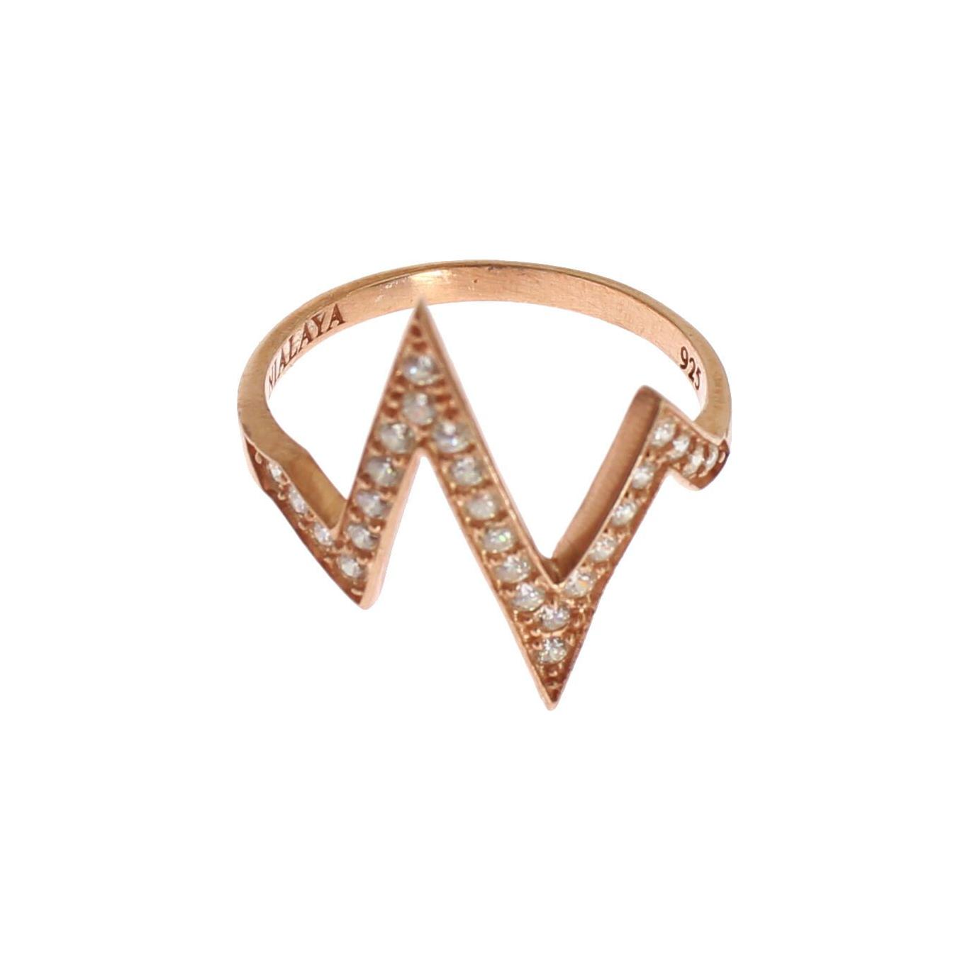 Nialaya Pink Gold 925 Silver Womens Clear Ring SIG19104-US4