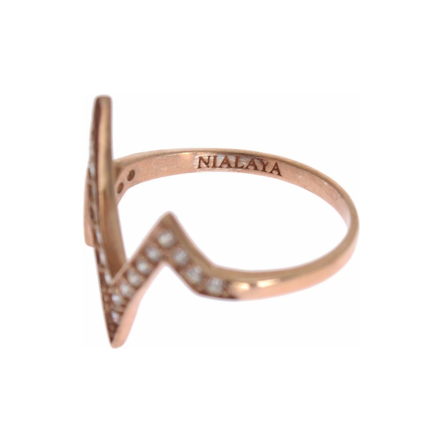 Nialaya Pink Gold 925 Silver Womens Clear Ring Ring