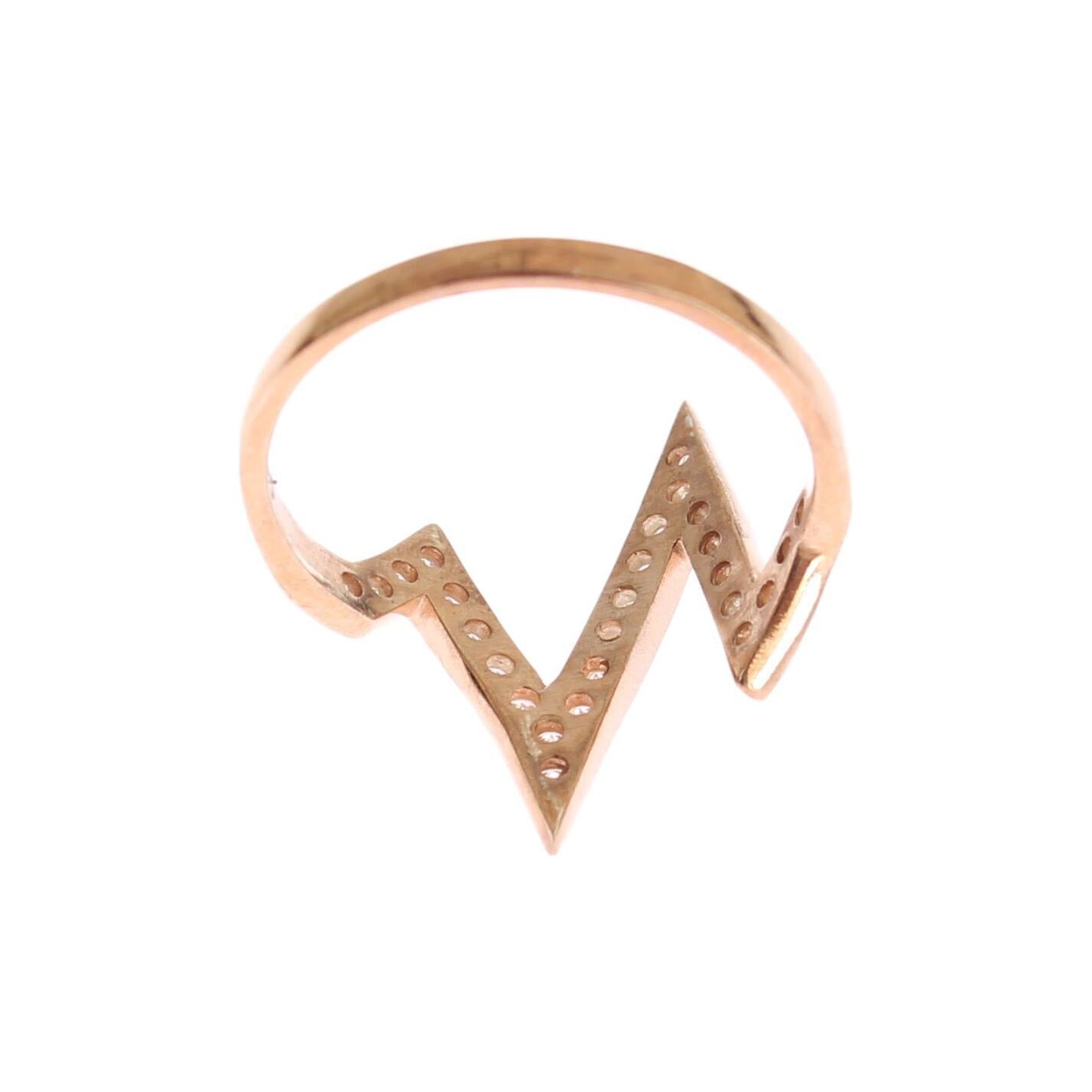Nialaya Pink Gold 925 Silver Womens Clear Ring SIG19104-US4