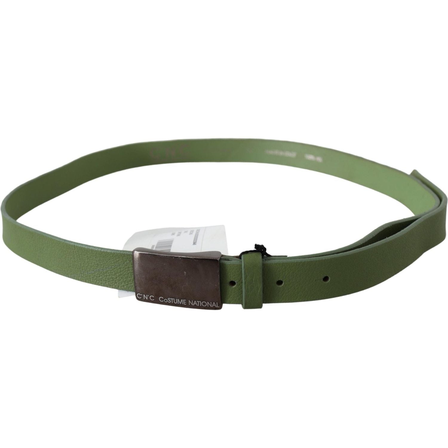 Costume National Green Leather Silver Buckle Waist Men Belt