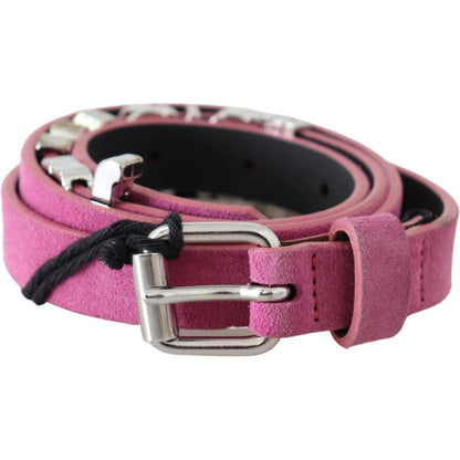 Just Cavalli Pink Silver Chrome Metal Buckle Waist Belt Belt