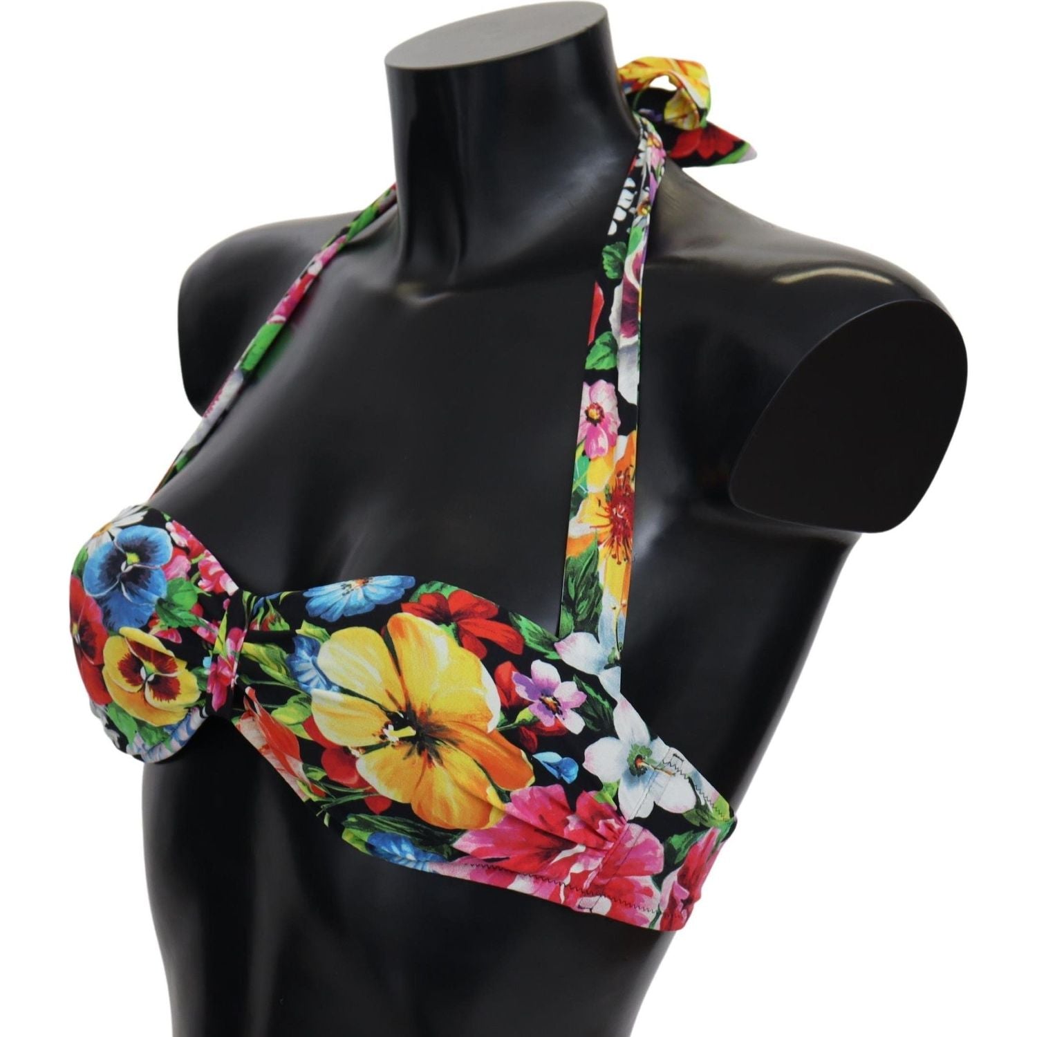 Dolce & Gabbana Multicolor Floral Print Swimwear Bikini Tops