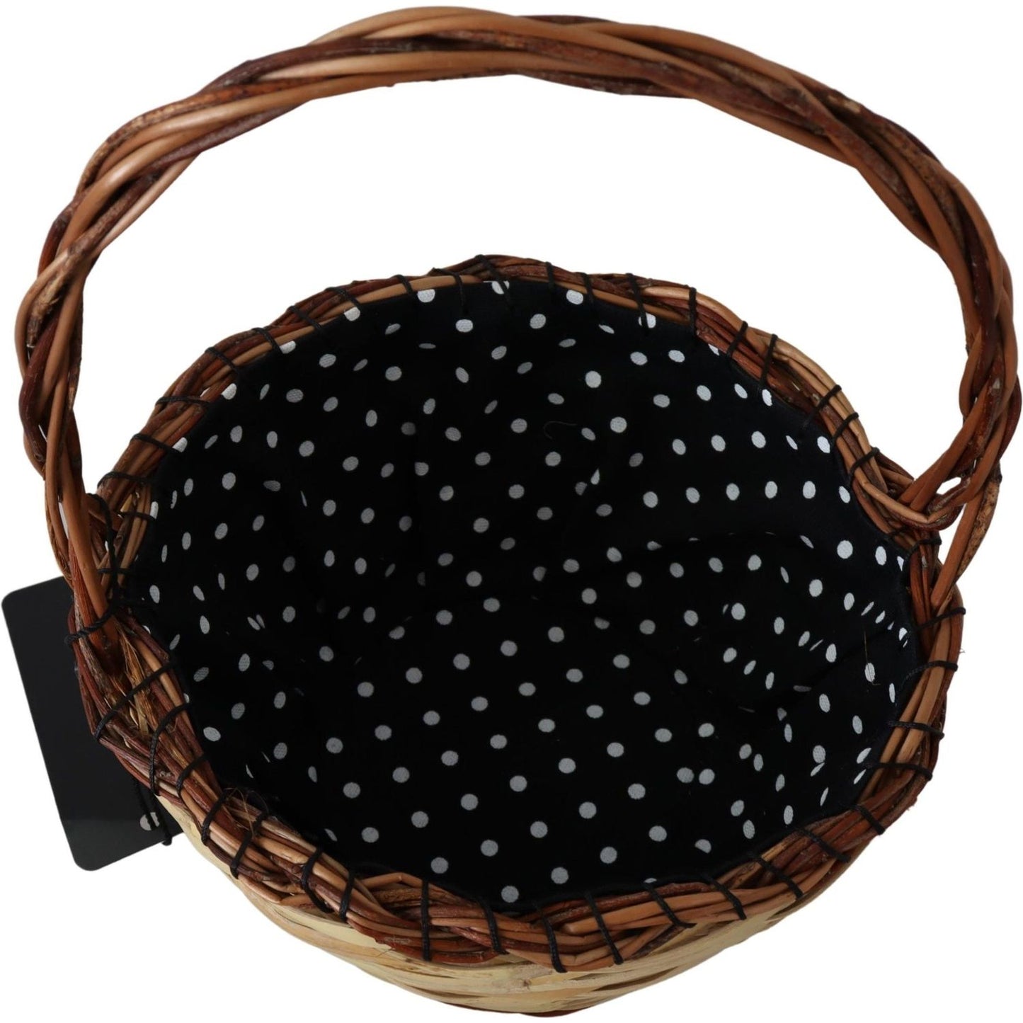 Dolce & Gabbana Beige Wood Wicker Rattan Basket Tote Bag