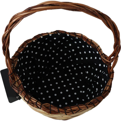 Dolce & Gabbana Beige Wood Wicker Rattan Basket Tote Bag