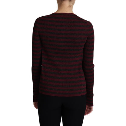Dolce & Gabbana Black Red Striped Viscose Cardigan Sweater