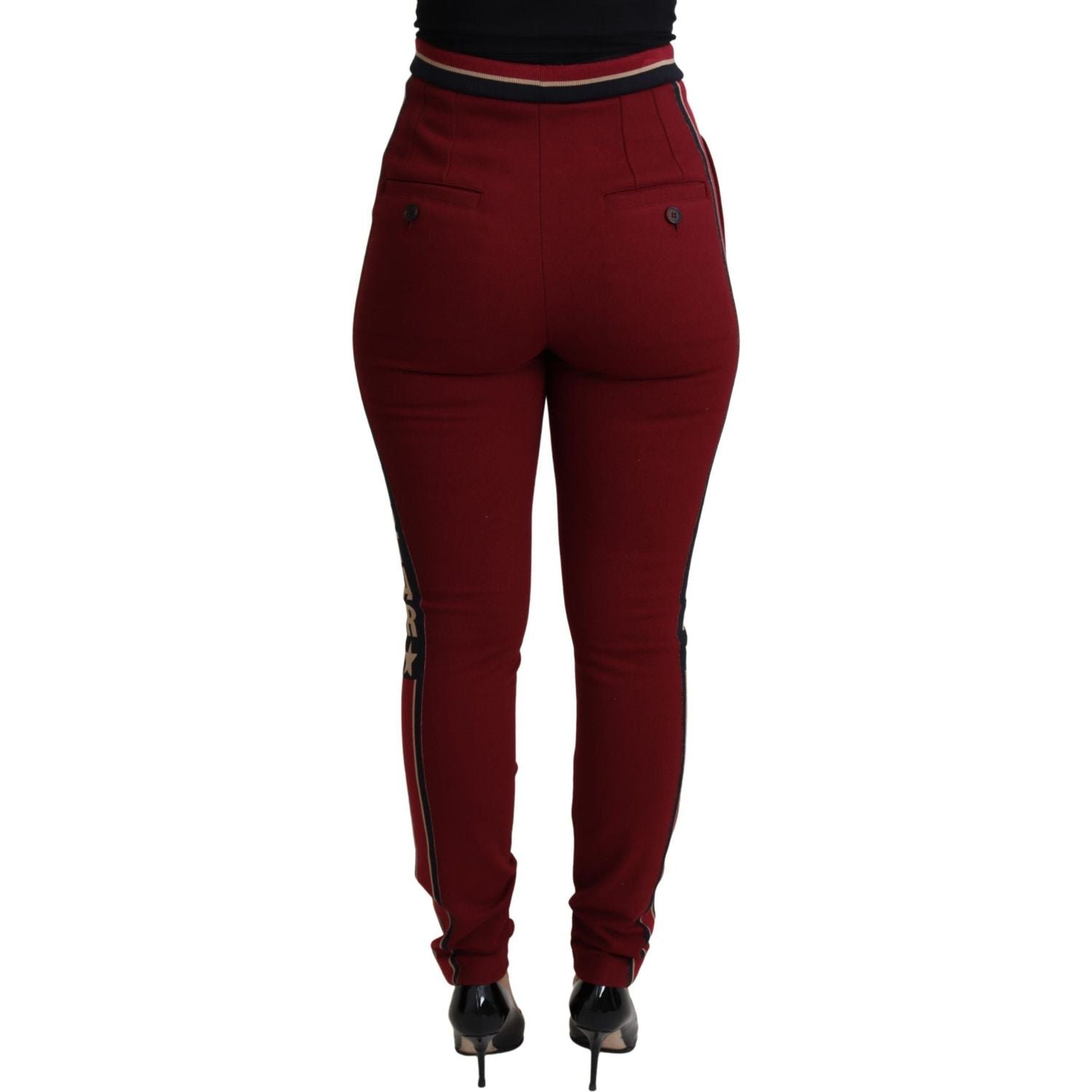 Dolce & Gabbana Red DG Star Striped Skinny Cotton Pant