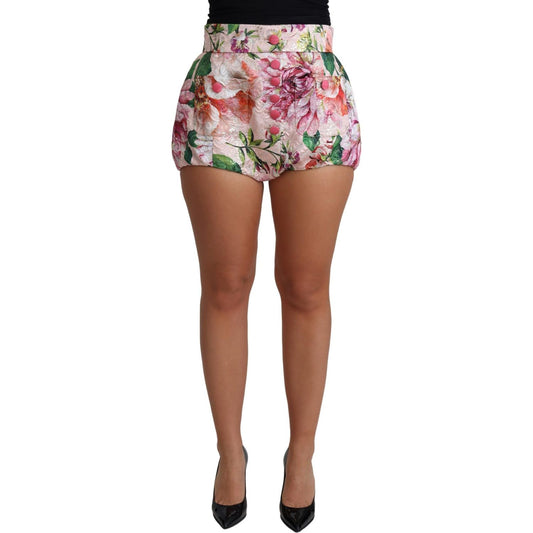 Dolce & Gabbana Pink Cotton Floral Print Hot Pants Short