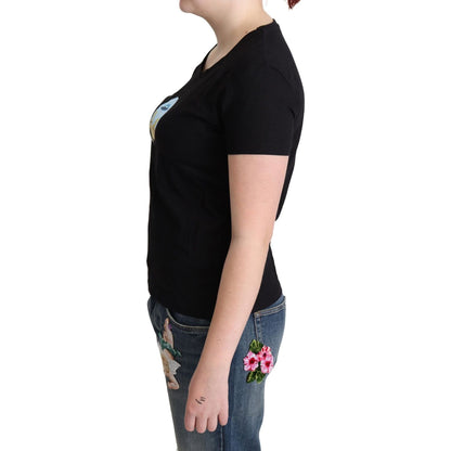 Moschino Black Printed Cotton Short Sleeves T-shirt