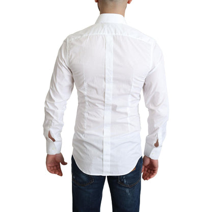 Dolce & Gabbana White Cotton Long Sleeves Men Formal Shirt