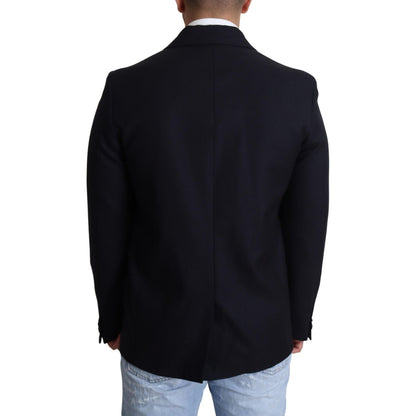 Dolce & Gabbana Dark Blue Wool Single Breasted Coat Jacket