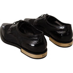 Dolce & Gabbana Elegant Gold-Trimmed Black Oxford Lace-Ups Dolce & Gabbana Black