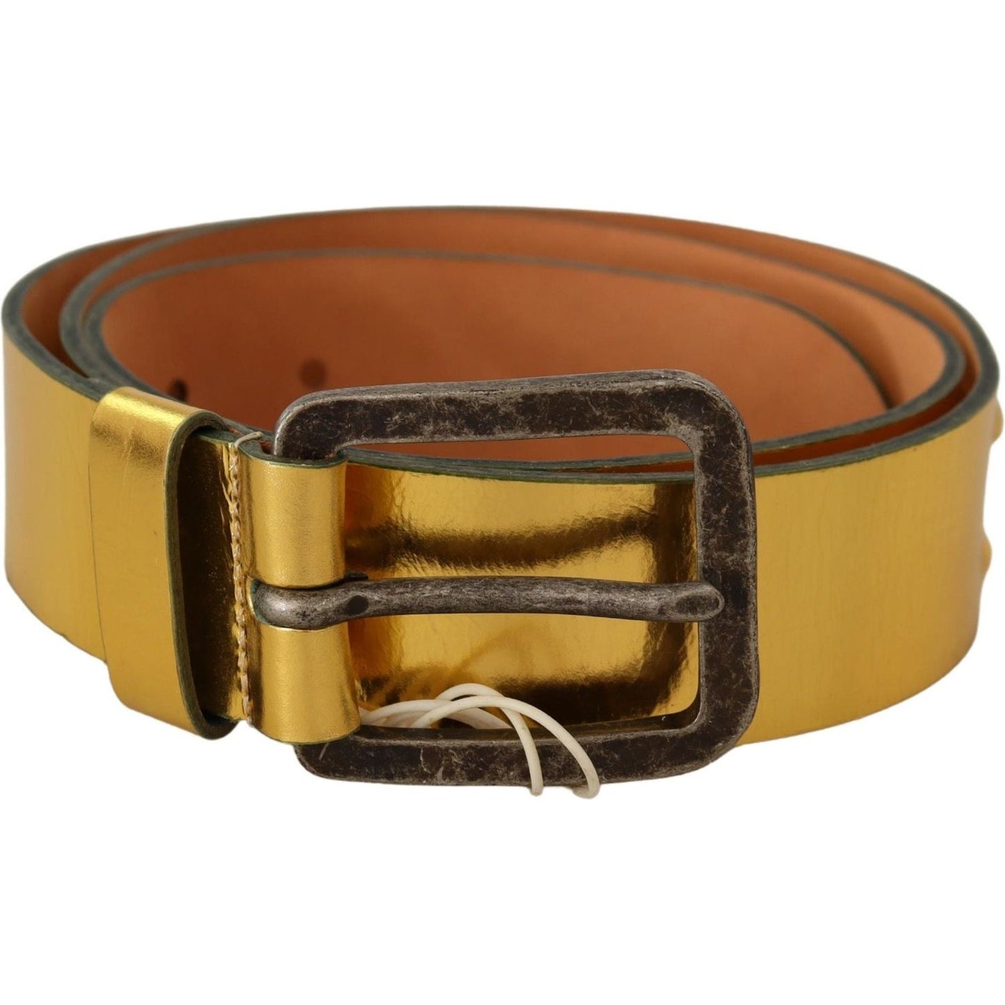 John Galliano Gold Genuine Leather Rustic Silver Buckle Waist Belt MAN BELTS