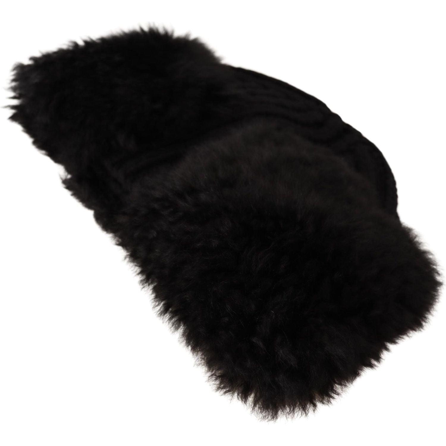 Dolce & Gabbana Black Cashmere Fur Women Beanie Women Hat