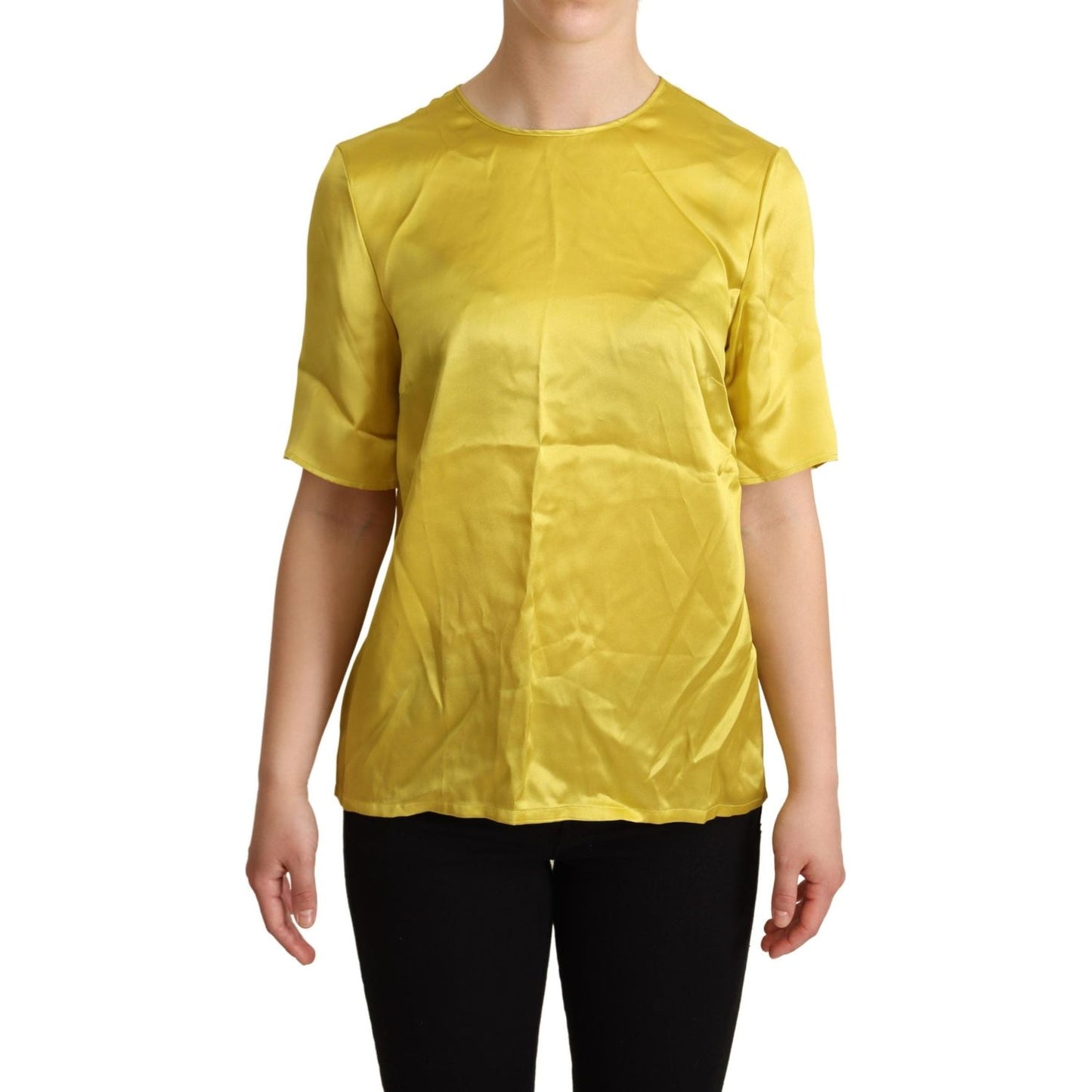 Dolce & Gabbana Yellow Silk Short Sleeve Blouse T-shirt