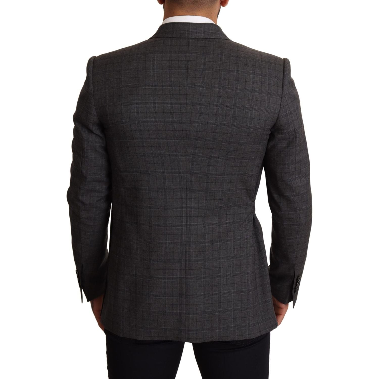 Dolce & Gabbana Gray Check Wool Slim Fit Blazer Jacket
