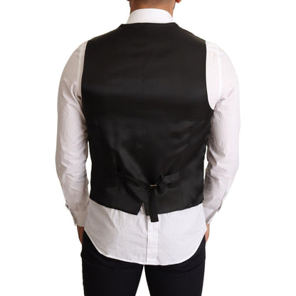 Dolce & Gabbana Black Wool Formal Waistcoat Dress Vest Jacket