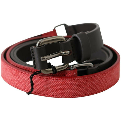 Costume National Red Brown Leather Silver Logo Buckle Waist Belt WOMAN BELTS