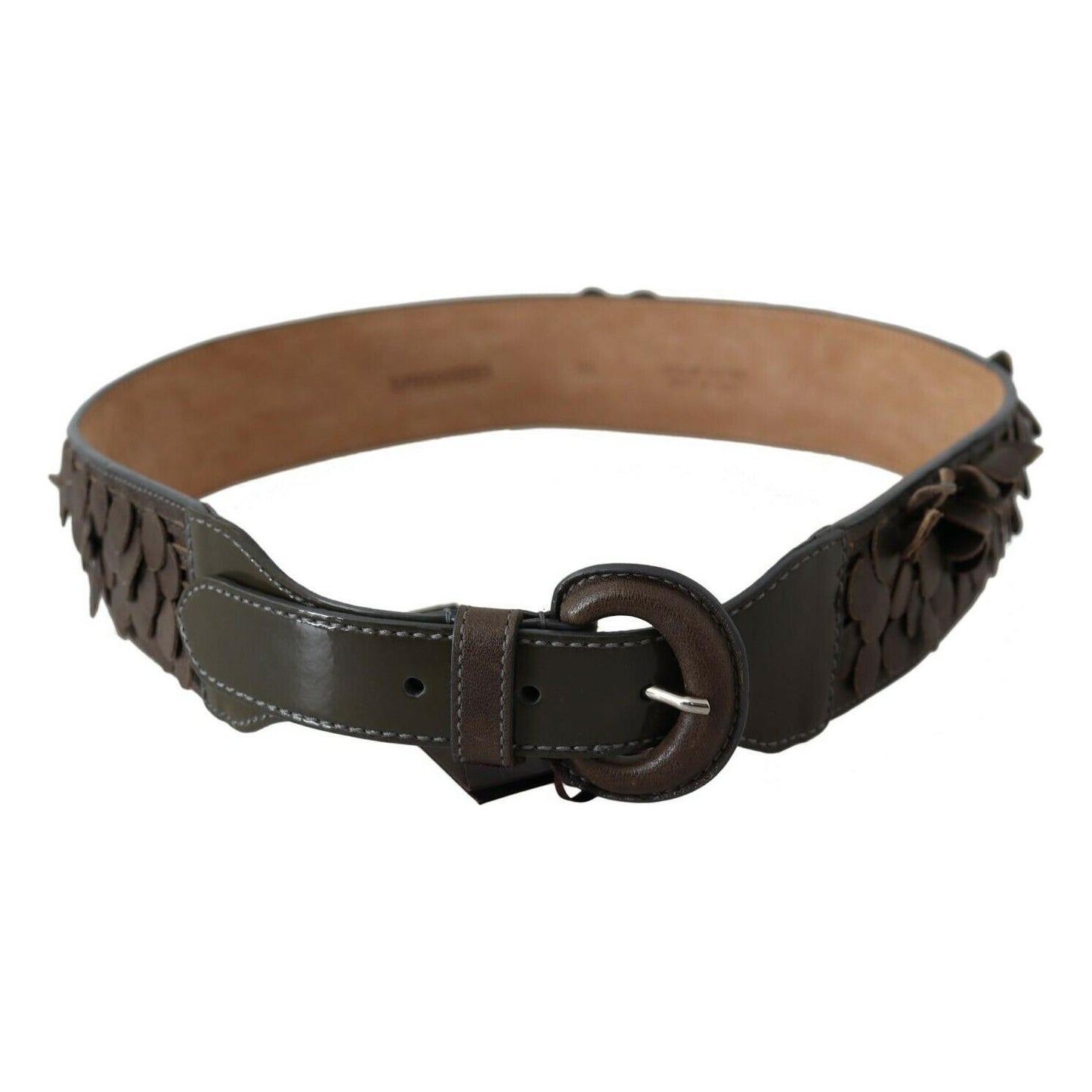 Ermanno Scervino Dark Brown Leather Round Buckle Waist Belt