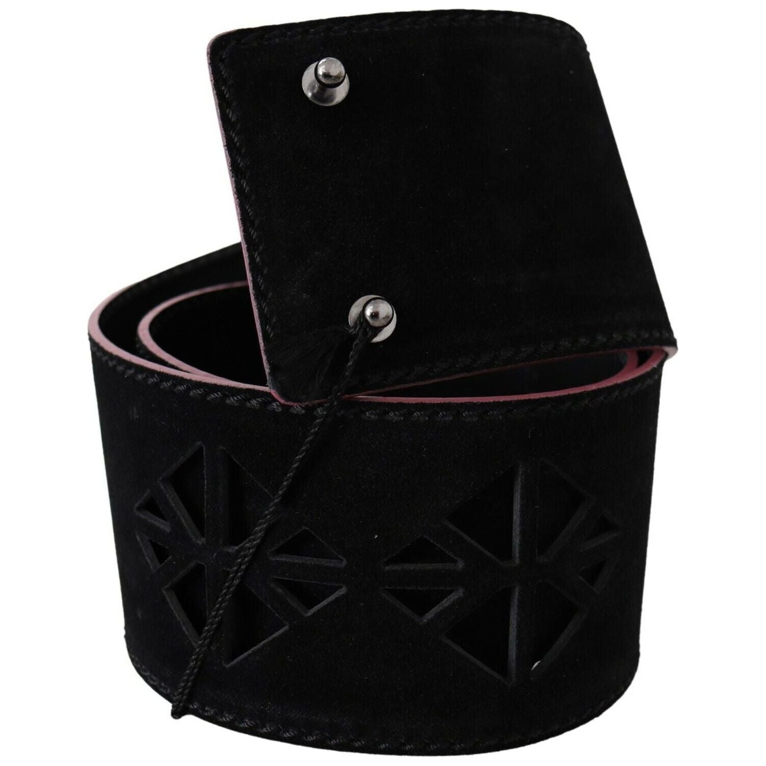Costume National Black Leather Wide Waist Studded Women Belt