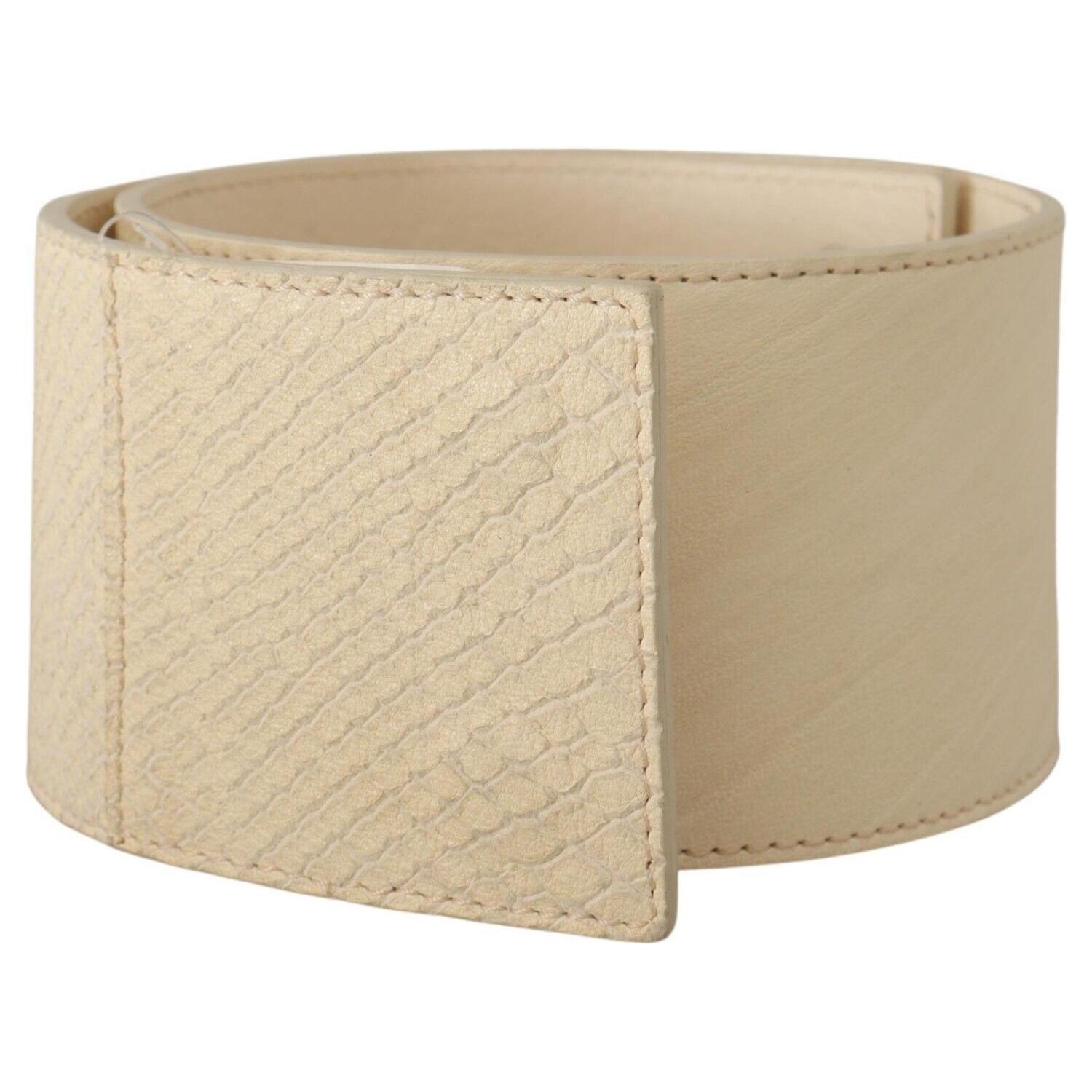 GF Ferre White Waxed Cotton Wide Fashion Belt