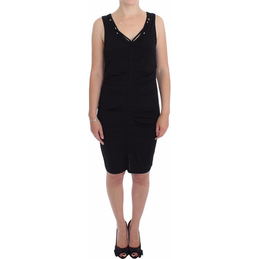Roccobarocco Black Stretch Wiggle Pencil Sheath Bodycon Dress WOMAN DRESSES