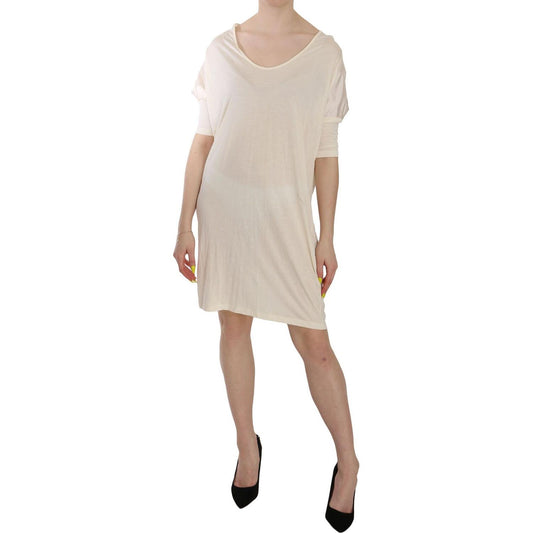 Costume National Cream Round Neck Knee Length Dress WOMAN DRESSES