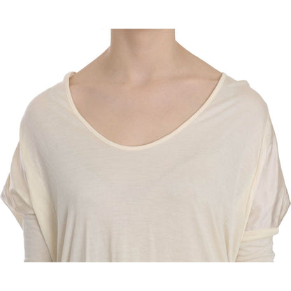 Costume National Cream Round Neck Knee Length Dress WOMAN DRESSES