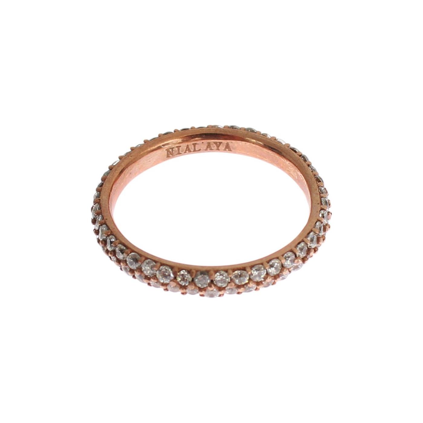 Nialaya Pink Gold 925 Silver Clear CZ Ring