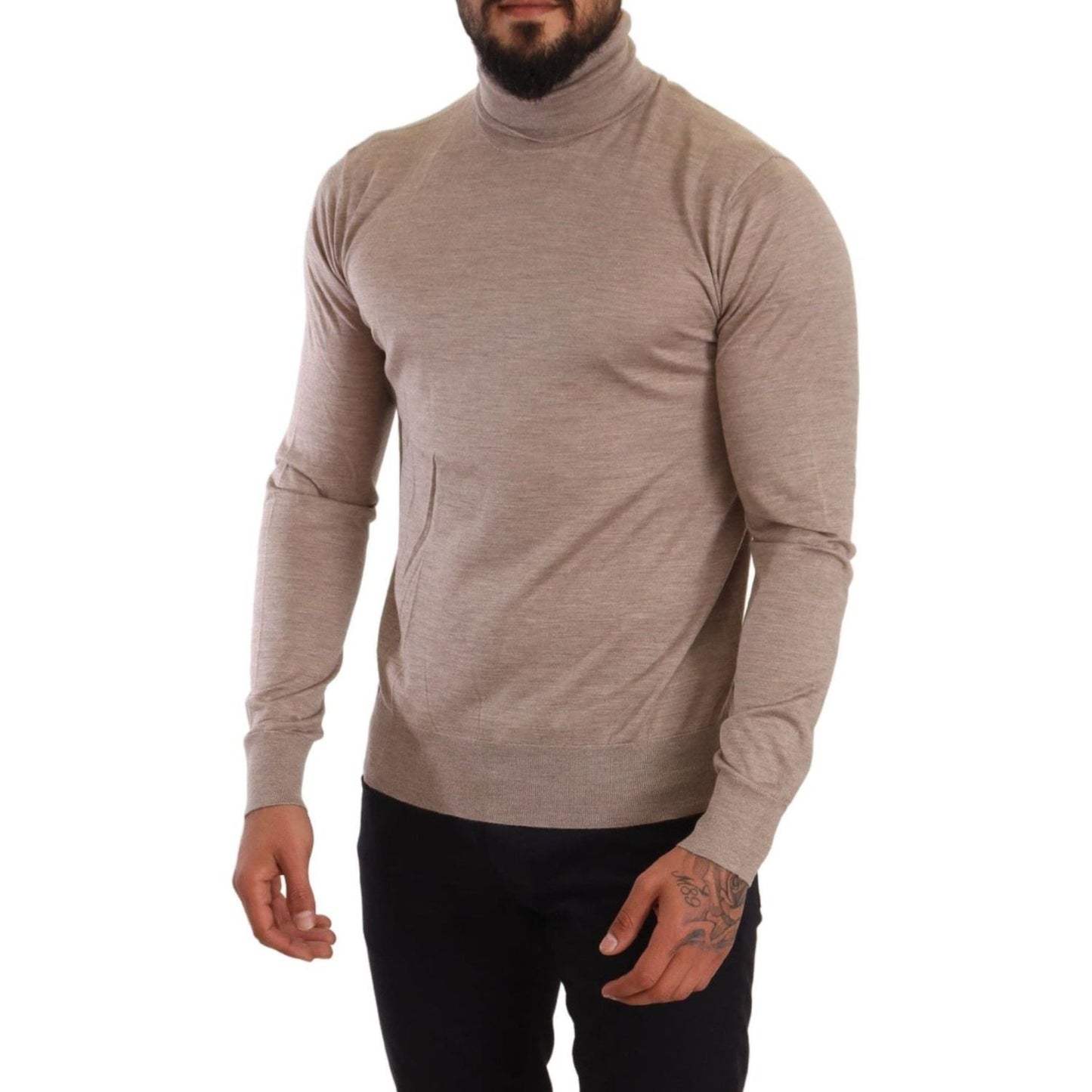 Dolce & Gabbana Beige Cashmere Turtleneck Pullover Sweater