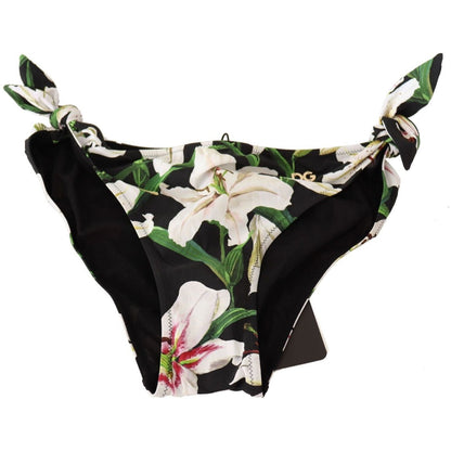 Dolce & Gabbana Bikini Bottom Black Lily Print Swimsuit Swimwear WOMAN SWIMWEAR