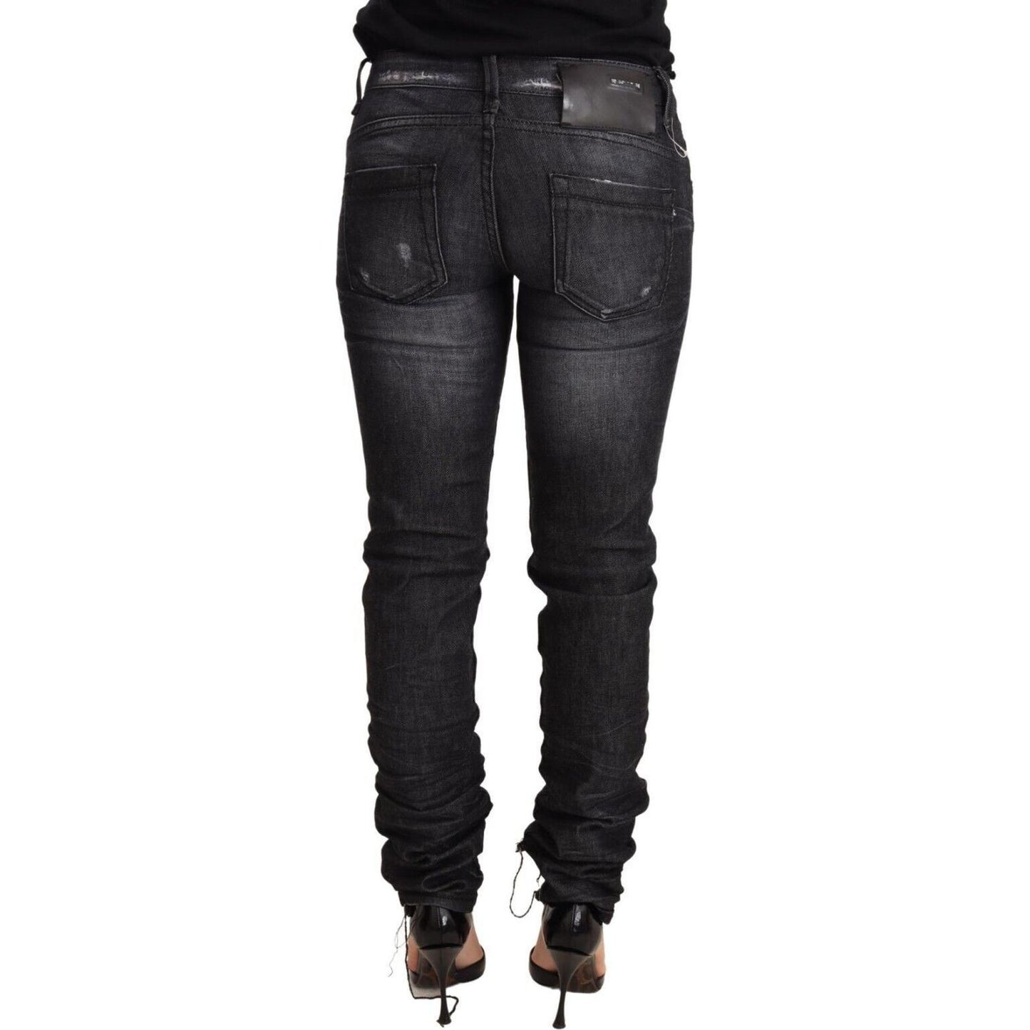 Acht Black Washed Cotton Low Waist Skinny Denim Trouser Jeans PAN71798-26