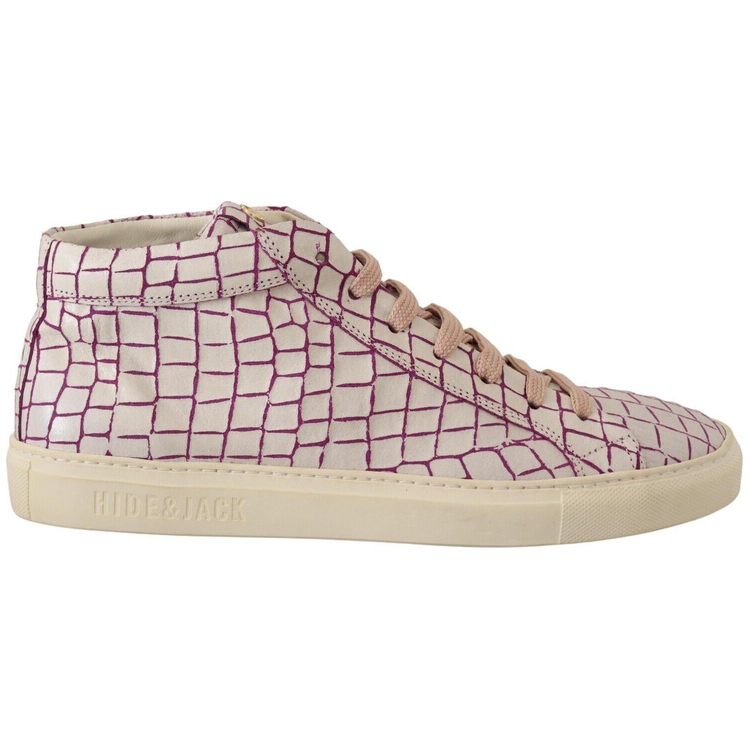 HIDE & JACK White Bordeaux Leather Casual Lace Up Sneakers Shoes