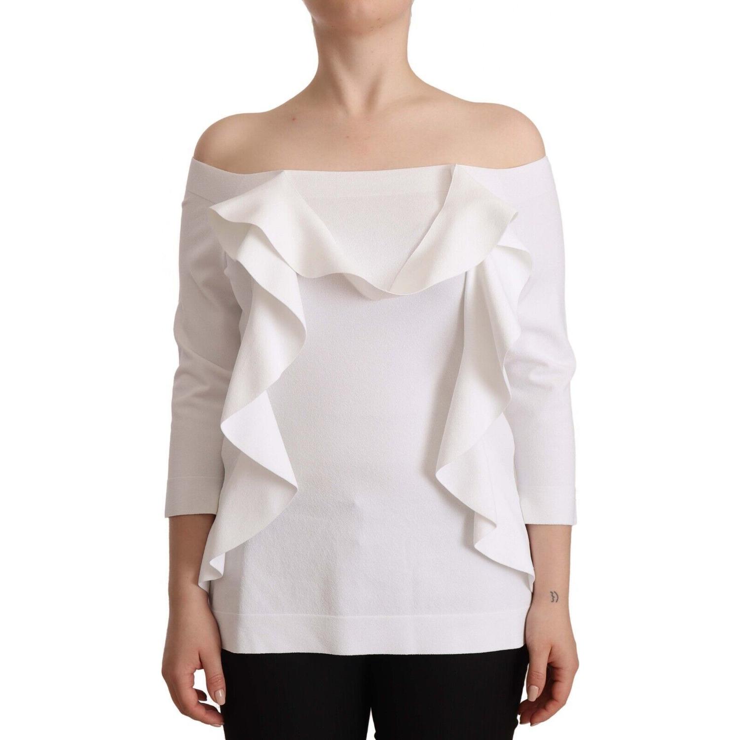 EXTERIOR White Long Sleeves Off Shoulder Women Top Blouse
