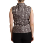 Comeforbreakfast Brown Black Vest Leather Sleeveless Top Blouse TSH7442 - 40