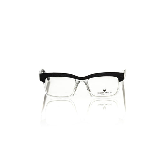 Frankie Morello Black Acetate Unisex Frame with bold clubmaster design and geometric pattern.