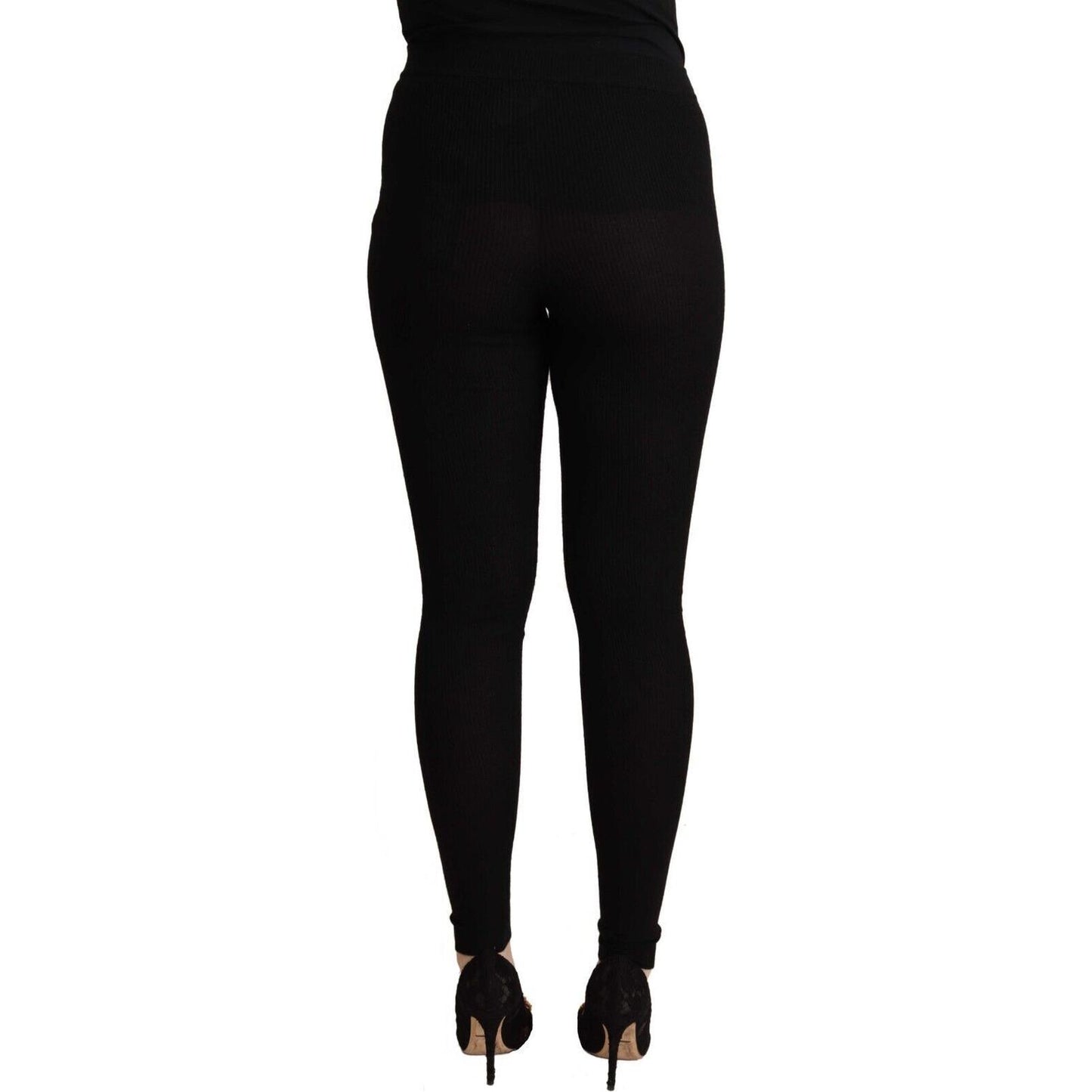 Dolce & Gabbana Black Cashmere Stretch Waist Tights Pants Jeans & Pants