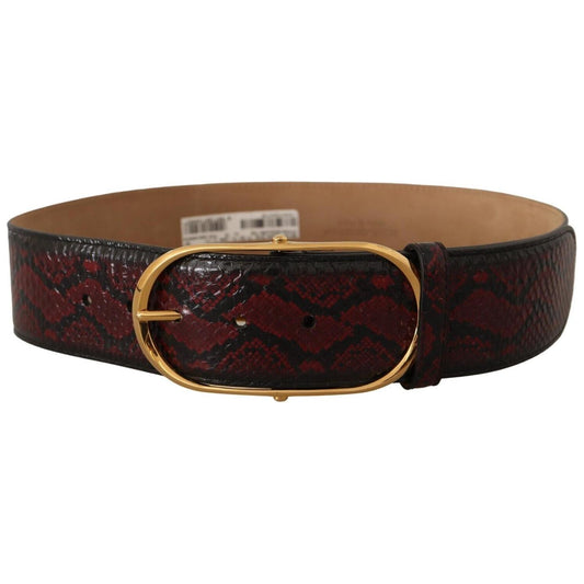 Dolce & Gabbana Red Exotic Leather Gold Oval Buckle Belt WOMAN BELTS