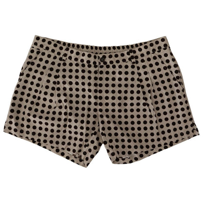Dolce & Gabbana Black White Polka Dots Cotton Linen Shorts