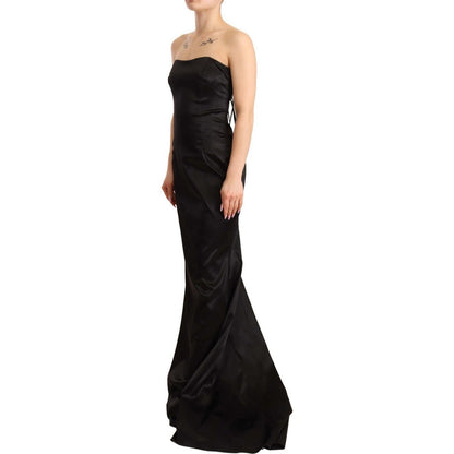 Dolce & Gabbana Black Silk Stretch Sheath Mermaid Gown Dress