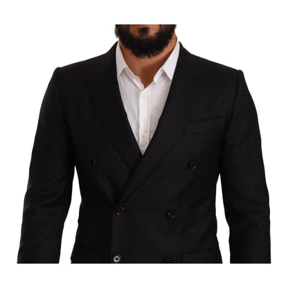 Dolce & Gabbana Black Dotted Double Breasted MARTINI Jacket