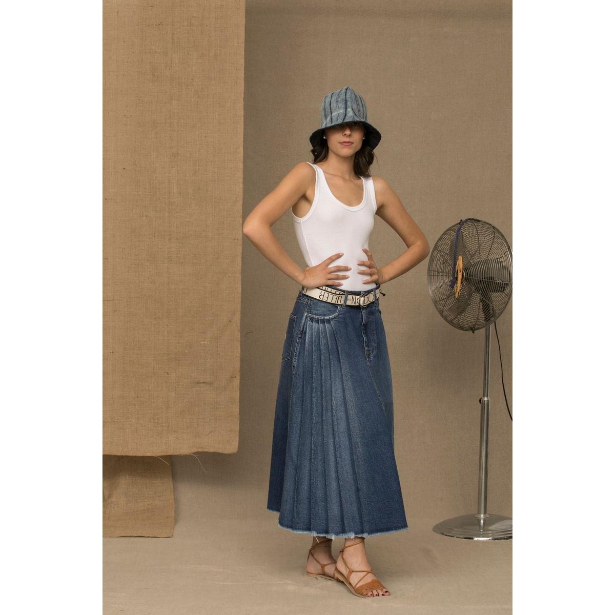 Don The Fuller Blue Cotton Women Skirt