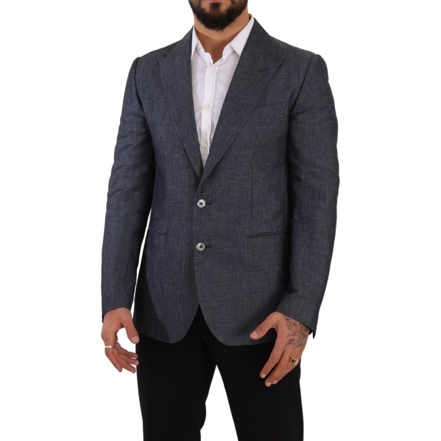 Dolce & Gabbana Blue Linen Cotton Jacket TAORMINA Blazer