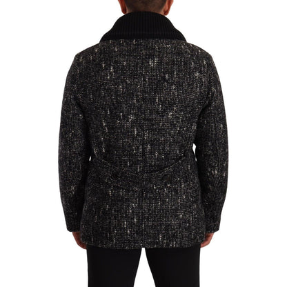 Dolce & Gabbana Black Wool Double Breasted Coat Men Jacket