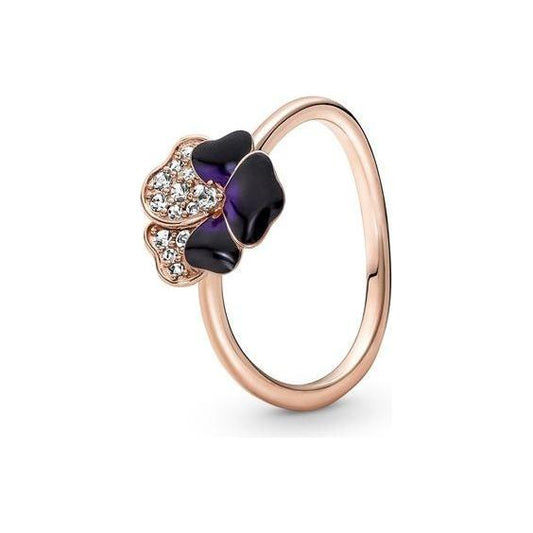 PANDORA JEWELS Mod. DEEP PURPLE PANSY FLOWER - RING - Size 54 Ring